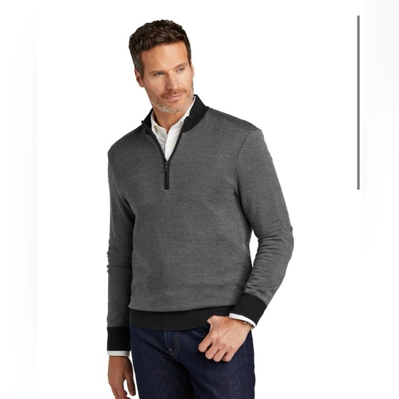 BROOKS BROTHERS Extra Fine 100% Merino Wool Gray 1/4 Zip Sweater NEW $228 Size L - Picture 2 of 6